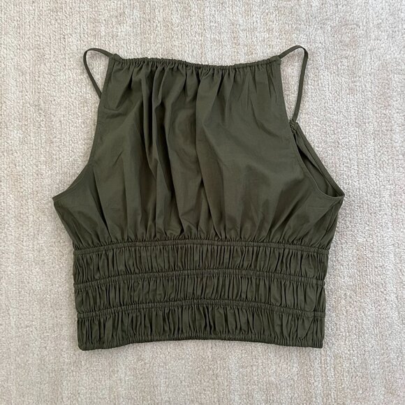 Express Green Cotton Boho Peasant Blouse Crop Top M - Picture 4 of 7